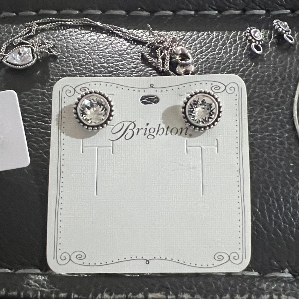 Brighton Silver and White Stud Earrings